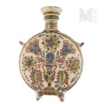 [HUTSUL CERAMICS] Kazimierz Woźniak (Drohobych 1909–1990) Small Vase – Bottle with a Rooster (Hutsul Region, Hutsul Art, Pokuttya, Oława, Carpathians, Pottery)