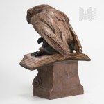 [PACYKÓW] Aleksander Lewicki’s Faience and Terracotta Factory in Pacyków—1912–1939—“Testimonium” Owl Figurine, Terracotta (Wisdom, Athena, Knowledge, Library)