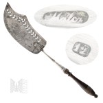 [SILVER] Karol Filip Malcz (1798 Warsaw – 1867 Ozorków) – 19th century – Signed Fish Spatula (Tableware, Polish Cuisine, Bourgeoisie, Dolphin)