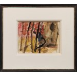 Piotr Potworowski (1898–1962), Forest Landscape with a Red Background, ca. 1950