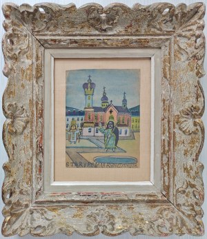 Nikifor Krynicki (1895-1968), Widok na kościół, lata 50. XX w.