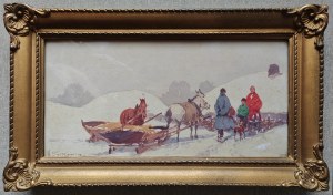 Adam Setkowicz (1876-1945), Scena z saniami