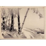 Tani Bunchō, Landscape with Bamboo, monochrome woodcut
