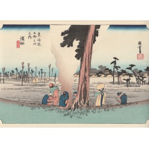 Utagawa Hiroshige, Hamamatsu (Resting Under a Great Pine Tree), from the Tōkaidō series