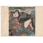Shunga - a couple of lovers in richly decorated kimonos