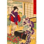 Toyohara Chikanobu, Genre Scene—Preparing Silk Thread, Meiji period.