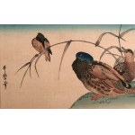 Kōno Bairei, Mandarin Ducks and a Kingfisher Among the Reeds, Meiji period.