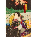 Toyohara Kunichika, Night View of Cherry Blossoms from a Boat, Meiji Era