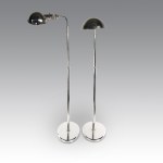 Pair of Ralph Lauren reading lamps made of chrome-plated metal in the shape of a dome