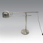 Flamant floor lamp in nickel-plated metal with adjustable height and angle