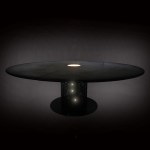 Large round slate table with a center light fixture