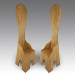 Mario Ceroli Two wooden armchairs from the Mobili nella Valle series, manufactured by Poltronova - Italy