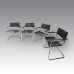 Eight S34 leather chairs with armrests - Mart Stam for Thonet