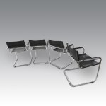 Eight S34 leather chairs with armrests - Mart Stam for Thonet