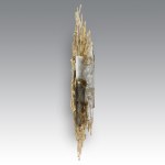 Claude-Victor Boeltz Wall lamp in “exploded bronze,” with a shade decorated with insets of milky and smoked blown glass - France