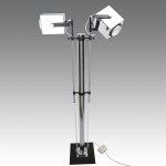 Pat Hoffman Two-light floor lamp with a chrome-plated metal frame, manufactured by Lucitalia