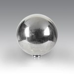 Pair of large "Rita Jordens" decorative spheres made of nickel-plated steel (Ø 30 cm)