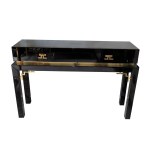Vintage sideboard made of lacquered wood and brass, with two drawers on the front