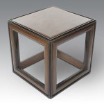 Cherry wood cube-shaped coffee table, design attributed to Lorenzo Mongiardino