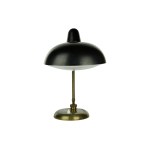 Black 1960s table lamp with a plexiglass bulb cover