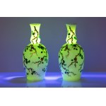 PAIR OF URANIUM GLASS VASES IN THE JAPONISME STYLE | HARRACHOV GLASSWORKS (GRAF HARRACH