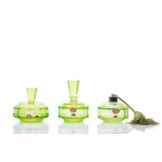 URANIUM GLASS VANITY SET | CZECHOCRISTALLA, PODĚBRADY (CZECHOSLOVAKIA)