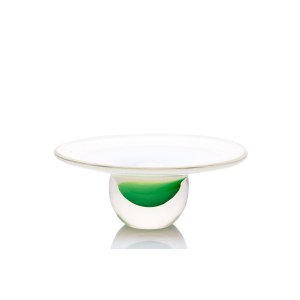 JOSEF STAROSTA (1953*) | ART GLASS BOWL WITH GREEN CORE (CHŘIBSKÁ GLASSWORKS) (CZECH / BOHEMIAN)