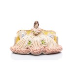LACE PORCELAIN SCULPTURE "LADY ON SOFA" | ACKERMANN & FRITZE, RUDOLSTADT-VOLKSTEDT (GERMANY)
