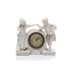 BISCUIT PORCELAIN TABLE CLOCK WITH FIGURAL GALLANT SCENE MOTIF | GERMANY / AUSTRO-HUNGARIAN EMPIRE
