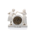 BISCUIT PORCELAIN TABLE CLOCK WITH FIGURAL GALLANT SCENE MOTIF | GERMANY / AUSTRO-HUNGARIAN EMPIRE