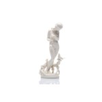 PORCELAIN FIGURAL SCULPTURE "GIRL WITH FLUTE AND BIRD" | HUTSCHENREUTHER, SELB (GERMANY), ART DEPARTMENT (ABTEILUNG FÜR KUNST / KUNSTABTEILUNG)
