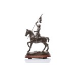 EQUESTRIAN STATUE "JOAN OF ARC" WITH BANNER "DIEU LE VEULT" | FRANCE