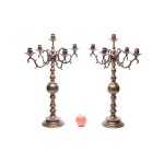 PAIR OF FIVE-ARM BRASS CANDLESTICKS WITH REMOVABLE ARMS | CENTRAL EUROPE