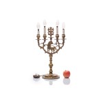 PATRIOTIC FOUR-ARM BRASS TABLE LAMP | CZECHOSLOVAKIA