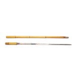 SWORD CANE IN BAMBOO SHAFT WITH ETCHED AND GILDED BLADE | WESTERN EUROPE