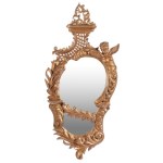 CARVED GILDED MIRROR WITH PUTTO FIGURE IN ROCOCO STYLE | CENTRAL EUROPE