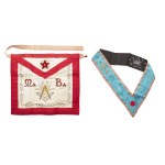 SET OF MASONIC REGALIA - APRON AND RITUAL SASH | EUROPE (CENTRAL / WESTERN EUROPE - FRENCH RITE OR ANCIENT AND ACCEPTED SCOTTISH RITE)