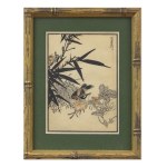 KŌNO BAIREI 幸野 楳嶺 (1844 - 1895) | BIRD AMONG BAMBOO AND BLOOMING STRAWBERRY (HUROJO) FROM THE BAIREI KACHŌ GAFU SERIES (JAPAN / JAPANESE)