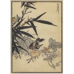 KŌNO BAIREI 幸野 楳嶺 (1844 - 1895) | BIRD AMONG BAMBOO AND BLOOMING STRAWBERRY (HUROJO) FROM THE BAIREI KACHŌ GAFU SERIES (JAPAN / JAPANESE)