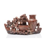 VASE WITH MONKEYS AND BIRDS | CHINA