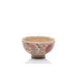 CERAMIC TEA BOWL CHAWAN "SATSUMA AKA-E" KIZAN 喜山 | JAPAN (SATSUMA / KAGOSHIMA, MASTER KIZAN 喜山)