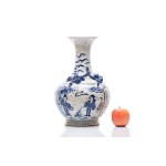 LARGE PORCELAIN VASE WITH RELIEF AND CALLIGRAPHIC CARTOUCHE | CHINA