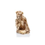 NETSUKE "SAGE GAMA SENNIN WITH FROG" | JAPAN