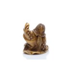 NETSUKE KATABORI "DANCER / SHŌJŌ" GYOKUYUKI 玉之 | JAPAN