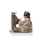 NETSUKE "GEISHA AT LOOM" | JAPAN