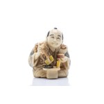 NETSUKE OF CRAFTSMAN AT MORTAR | JAPAN