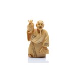 NETSUKE OF SAGE WITH ELIXIR AND FAN | JAPAN