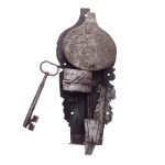 BAROQUE LOCK WITH KEY AND CARVED ESCUTCHEON | ARTISTIC LOCKSMITH (CENTRAL EUROPEAN PROVENANCE)