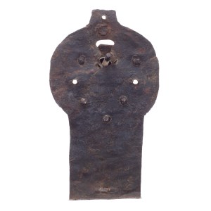 HISTORICAL FORGED TRUNK LOCK WITH ENGRAVED PLATE AND OCTAGONAL COVER | GUILD / ARTISTIC LOCKSMITH (CENTRAL EUROPEAN PROVENANCE)