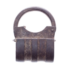HISTORICAL MASSIVE FORGED PADLOCK WITH FLUTED BODY | GUILD / ARTISTIC LOCKSMITH (CENTRAL EUROPEAN PROVENANCE)